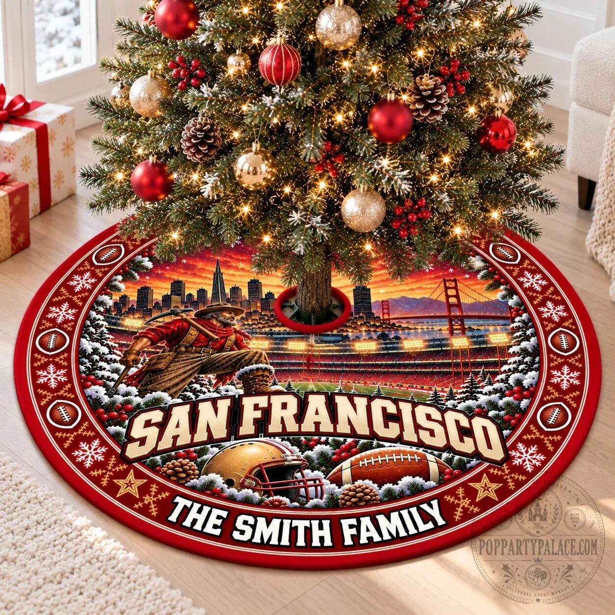 San Francisco Football Team Personalized Christmas Tree Skirt