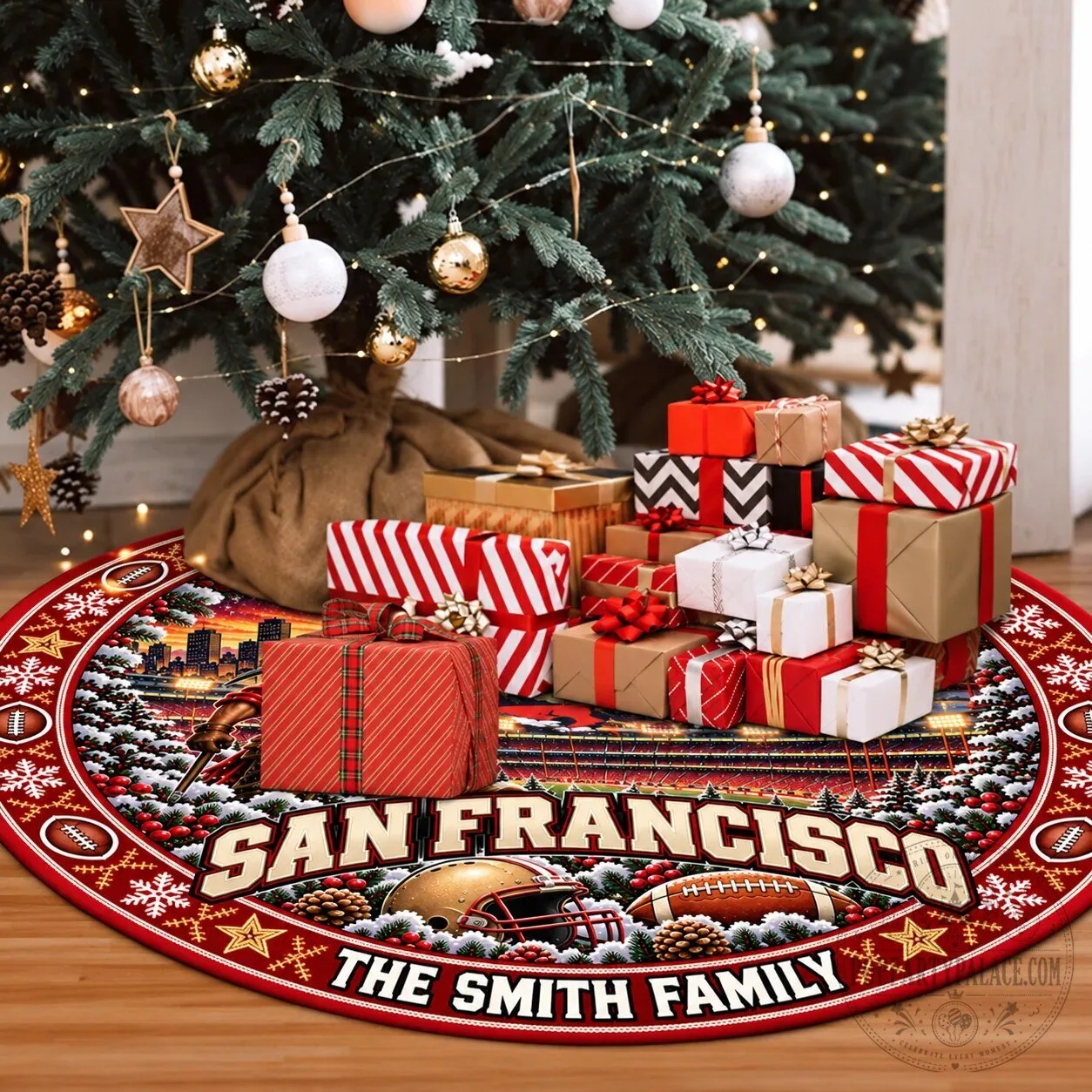 San Francisco Football Team Personalized Christmas Tree Skirt 17 San Francisco Football Team Personalized Christmas Tree Skirt